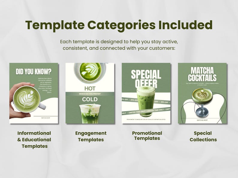 Canva Matcha Instagram Stories and Posts Bundle, Editable Templates ...