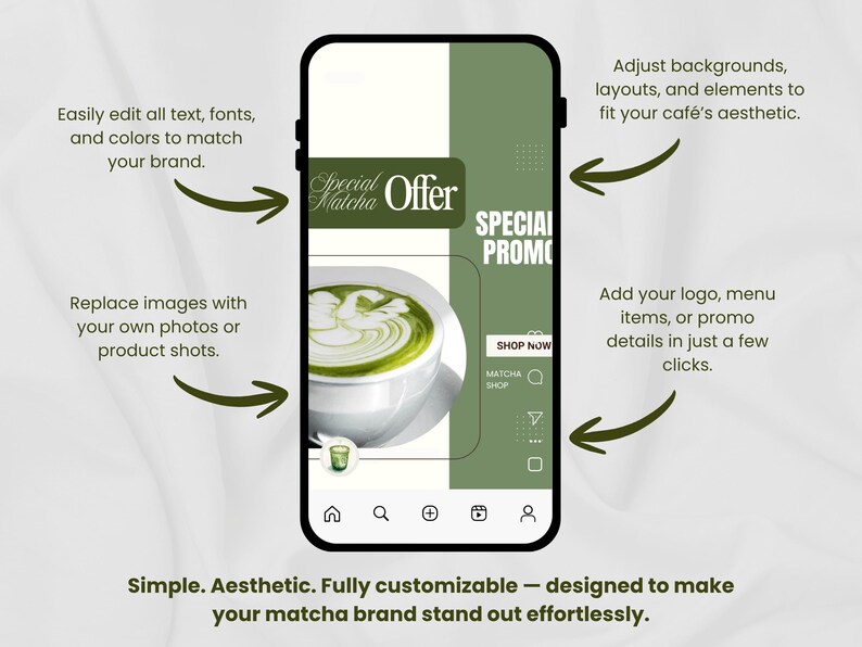 Canva Matcha Instagram Stories and Posts Bundle, Editable Templates ...