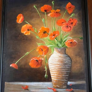 Hand painted acrylic flowers bouquet