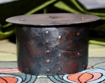 Shaker Style Copper Box: Hammered Texture, Riveted Construction.