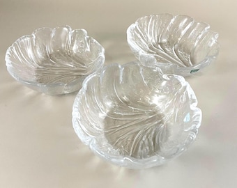 Orrefors Eden Crystal Bowl: Lars Hellsten Leaf Design, Swedish Art