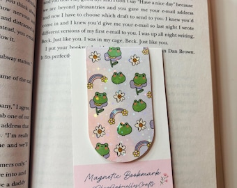 Frog Magnetic Bookmark, Handmade Book Accessories, Kawaii Bookmark