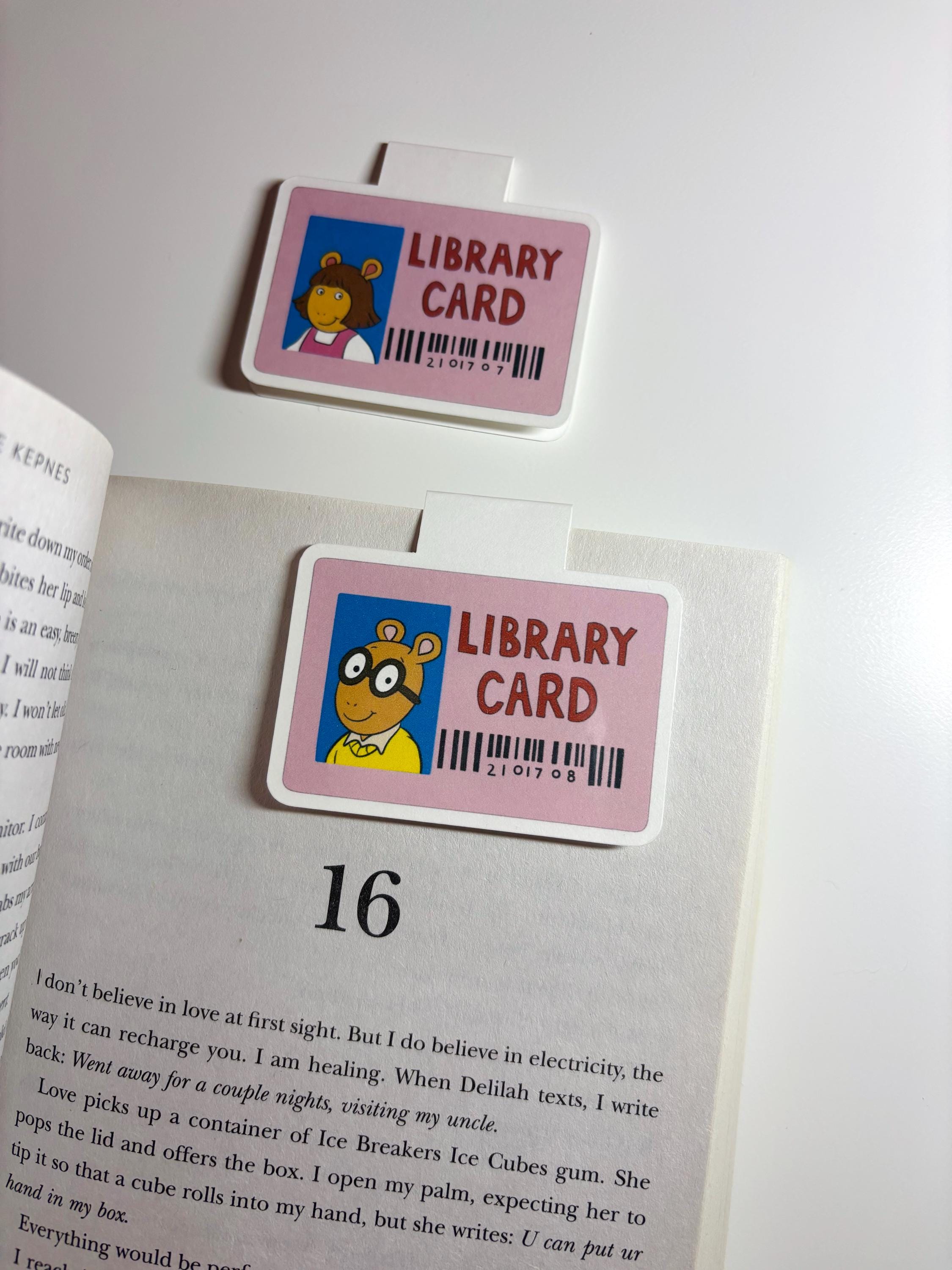 Arthur or DW Library Card Magnetic Bookmark, Handmade Book Accessories ...