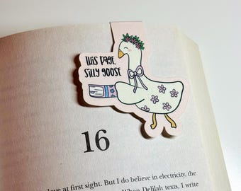This Page Silly Goose Magnetic Bookmark, Handmade Book Accessories