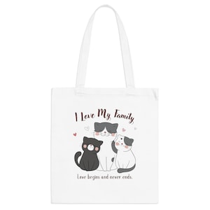 Cat bag “I Love My Family” – cute shopping bag with cat motif – gift idea for family & animal lovers