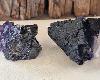 2 Deep Purple Fluorite Crystals Raw Rough  PUR2