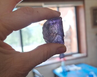 Raw Fluorite Crystal Gem Stone Rough Deep Purple  PUR3