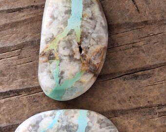 Riffian Ribbon Turquoise Pair Cabochons  RIF