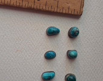 Lot of 7 Tiny Turquoise Cabochons  7/8