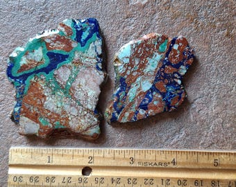 2 Azurite Chrysocolla Slabs  AZ1