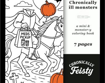 Livre de coloriage Monstres malades chroniques | Humour cuillère d'Halloween (Modèle PDF)