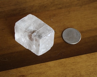 Clear Calcite Cube Crystal – Natural Cubic Mineral Specimen