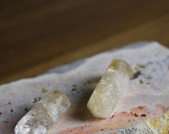 Set of Two Natural Citrine Crystal Points – Golden Healing Specimens