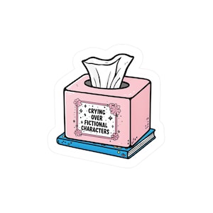 Fictional Character Tears Decal, Cute Vinyl Sticker, Crying Tissue Box Art, Book Lover Gifts, Wall Decor for Readers