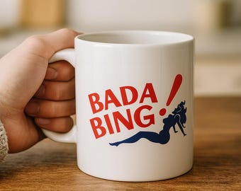 Sopranos Bada Bing Mug – 11oz Ceramic Coffee Cup | Iconic Strip Club Logo | Dishwasher & Microwave Safe | Mafia TV Show Fan Gift