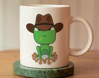 Cowboy Frosch, Frosch-Tasse, Cowboy-Frosch, Amphibien-Geschenk, lustiges Kaffeetasse-Geschenk