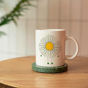Cute Daisy Mug, Flower Mug Aesthetic, Ceramic Mug, Plant Lover Gift, Cottagecore Mug, Quirky Floral Mug, Botanical Coffee Cup, Plant Mug