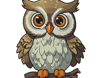 Woodland Cute Owl Embroidery Design, Forest Animal Owl Stitch File, Baby Nursery Embroidery Pattern, 5 Sizes, Instant Download.