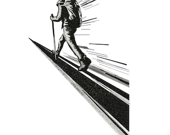 Backpacker Hiker Embroidery Design, Peak Performance Mountaineer Machine Pattern, Alpine Explorer Trekking Art File, Instant Download.