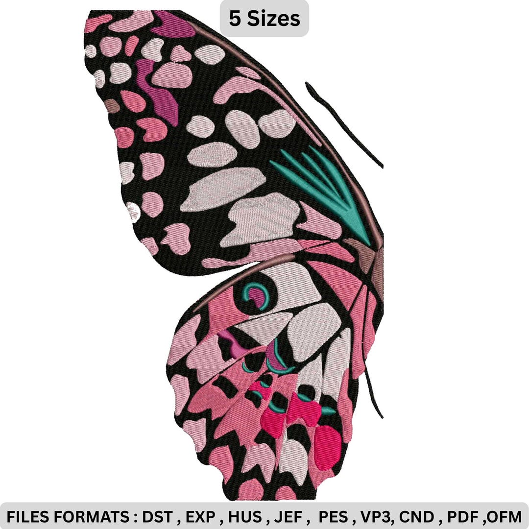Pink Butterfly Pdf Pink Spotted Butterfly Embroidery Design, Dark Cottagecore Wing Machine ...