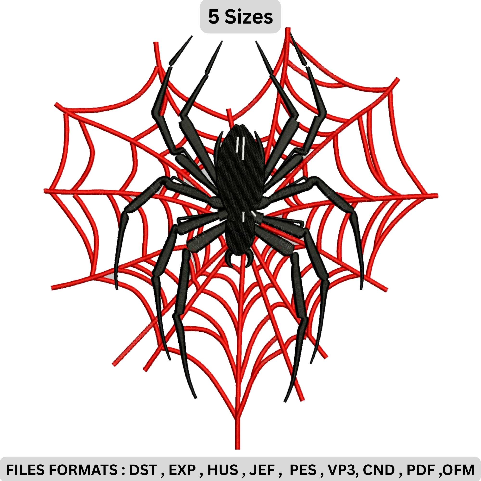 Spider Web Embroidery Design, Red Spider Web Embroidery File, Gothic ...