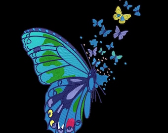 Watercolor Butterfly Embroidery Design – Trendy Butterfly Machine Embroidery Pattern, Nature-Inspired Floral Embroidery Logo, 5 Sizes.