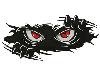 Peeking Monster Angry Eyes Embroidery Design, Trendy Eye Machine Embroidery Pattern, Scary Eye Stitch File, 5 Sizes Instant Download.