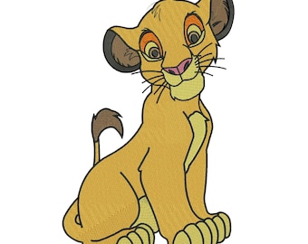 Cute Lion King Embroidery Design, Cartoon Lion Machine Embroidery Pattern, Jungle Animal Cub Embroidery File, Instant Download,