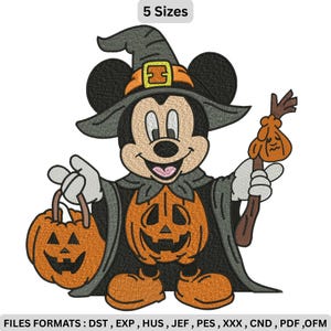 Halloween Mickey Mouse Embroidery Design – Disney Inspired Machine Embroidery Pattern, Spooky Cute Stitch File, Instant Download, 5 Sizes