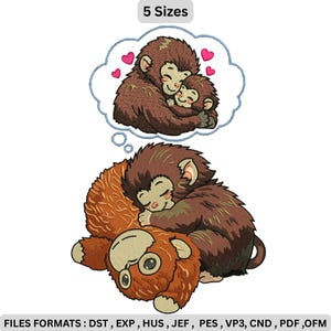 Sweet Dreams Baby Punch Monkey Embroidery Design, Sleeping Punch Nursery Machine Pattern, Cuddly Baby Dreamer File, Instant Download.