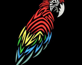 Scarlet Macaw Parrot Embroidery Design – Colorful Tropical Bird Machine Embroidery Pattern, Exotic Jungle Animal Stitch File, Instant Files.
