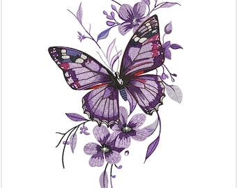 Butterfly Embroidery Design, Butterfly Transformation Embroidery Design, Butterfly Embroidery Pattern, 5 Sizes, Instant Download