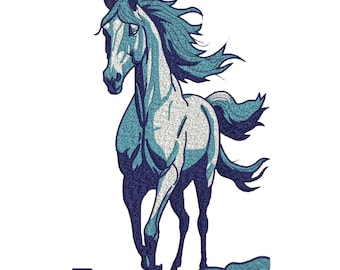 Majestic Running Horse Embroidery Design, Wild Mustang Machine Embroidery Pattern, Stallion Equestrian Art File, Instant Download.