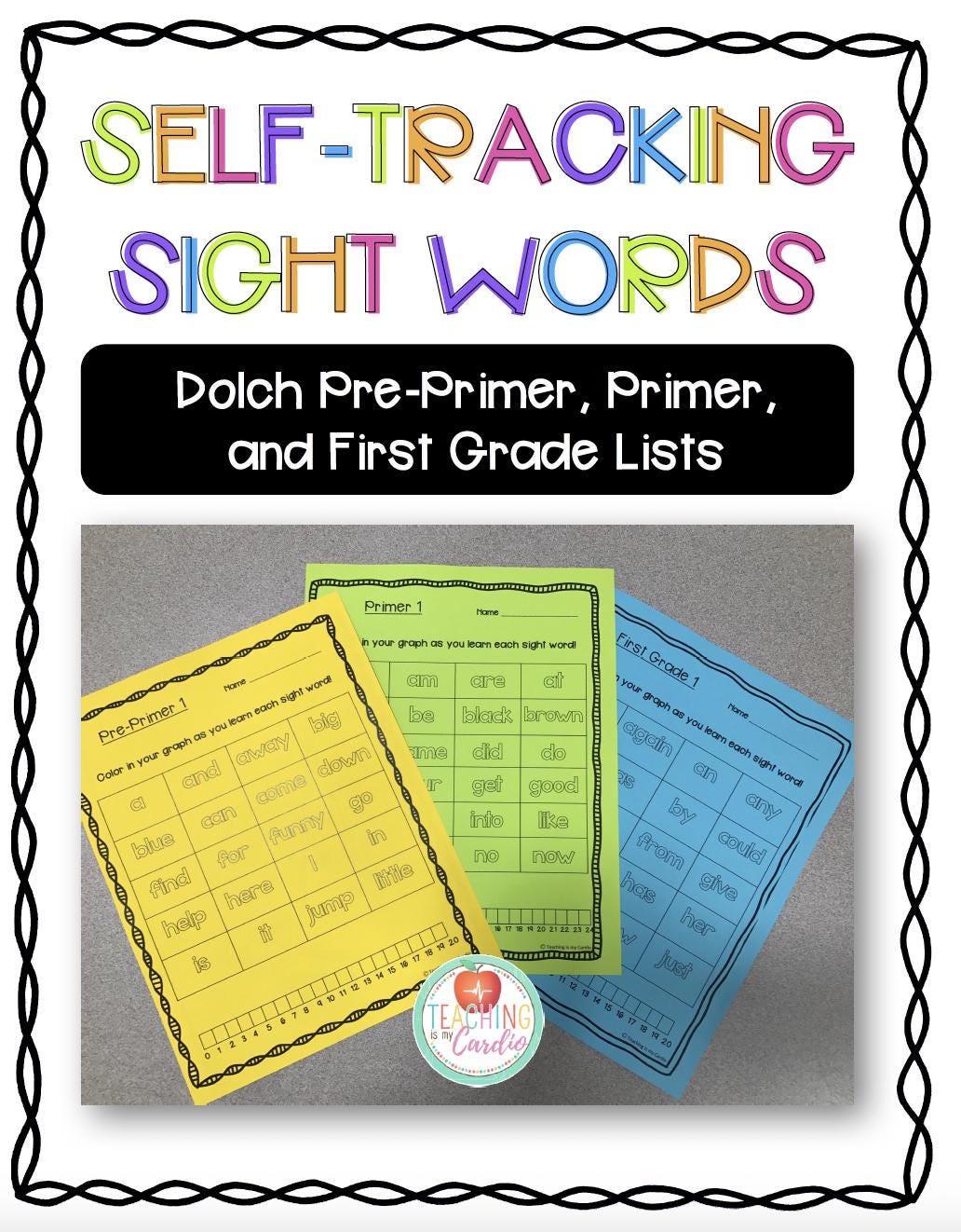 Dolch Sight Word Tracker Bundle -- Pre-primer, Primer, & First Grade ...