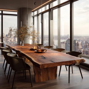 Custom Live Edge Walnut Dining Table – Solid Wood Rustic Farmhouse Table – Handmade Walnut Dining Room Table – Modern Wood Table