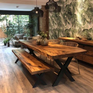 Luxury Walnut Slab Dining Table – Custom Size, Handcrafted Live Edge Wood Table for Farmhouse or Contemporary Living