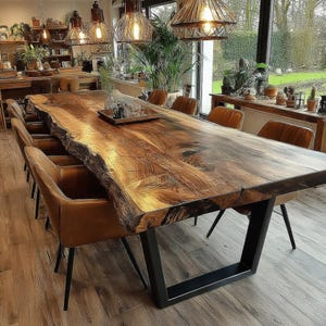 Custom Live Edge Dining Table – Solid Walnut Wood Table – Rustic Farmhouse Table – Handmade Kitchen Dining Room Table