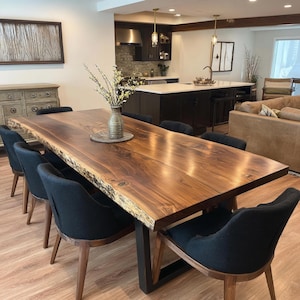 Live Edge Walnut Dining Table – Handmade Solid Wood Table – Rustic Modern Farmhouse Table – Custom Wood Table for Kitchen or Office