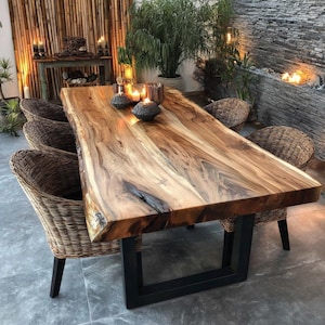 Live Edge Walnut Dining Table – Handmade Solid Wood Table – Custom Rustic Kitchen Table – Farmhouse or Modern Style