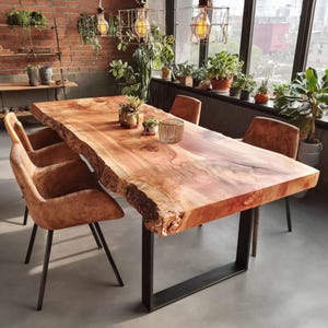 Custom Live Edge Walnut Dining Table – Solid Wood Rustic Farmhouse Table – Handmade Walnut Dining Room Table – Modern Wood Table