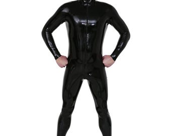 mens latex rubber catsuit thru zip 5 runners hand made in the uk size chart in pictures