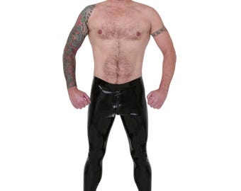 Leggings mit durchgehendem Reißverschluss, der Reißverschluss beginnt vorne und endet hinten an der Taille, 4 Schieber, mit einem 5 cm langen Gummi-Reißverschlussschutz.