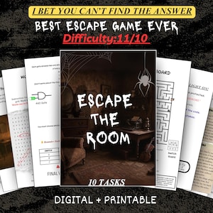 Printable Escape Room Game Mystery Room Adventure Kit Fun DIY Party Puzzle for Adults Teens Family Advanced Challenge Best escape room game