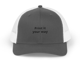 Print it your way Trucker Cap | Customizable Mesh Snapback, Embroidered Text