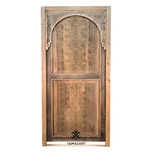Hand-Carved Moroccan Sliding Door – Custom Cedar Front Door – Moorish Riad Style Wooden Entryway – Artisan Made - Riad design sliding door