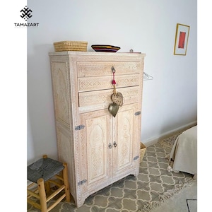 Sideboard Schrank - Buffetschrank Holz - Handgeschnitztes Buffet - Ethno-Stil Sideboard - Marokkanische Möbel für Wohnzimmer - Boho Sideboard