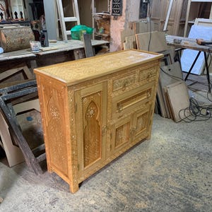 Moroccan furniture for living room Sideboard cabinet - Buffet cabinet wood - Hand carved buffet - Ethnic style sideboard - Boho sideboard