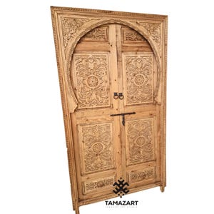 Handmade Moroccan Door – Berber Vintage Wooden Door – Moorish Entry Door – Custom Size Carved Door – Unique Home Decor - Boho Interior Door