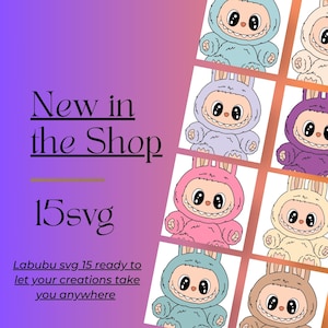 Lot Labubu SVG | Clipart vectoriel de dessin animé mignon pour Cricut et sublimation