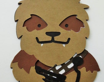 Star Wars Inspired Chewbacca Paper Die Cut Paper Doll Scrapbook Embellishment